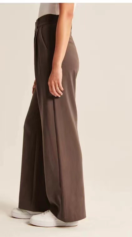 Commuting drape looks thin, solid pockets, high waist, matching belt, wide-leg casual suit pants for women