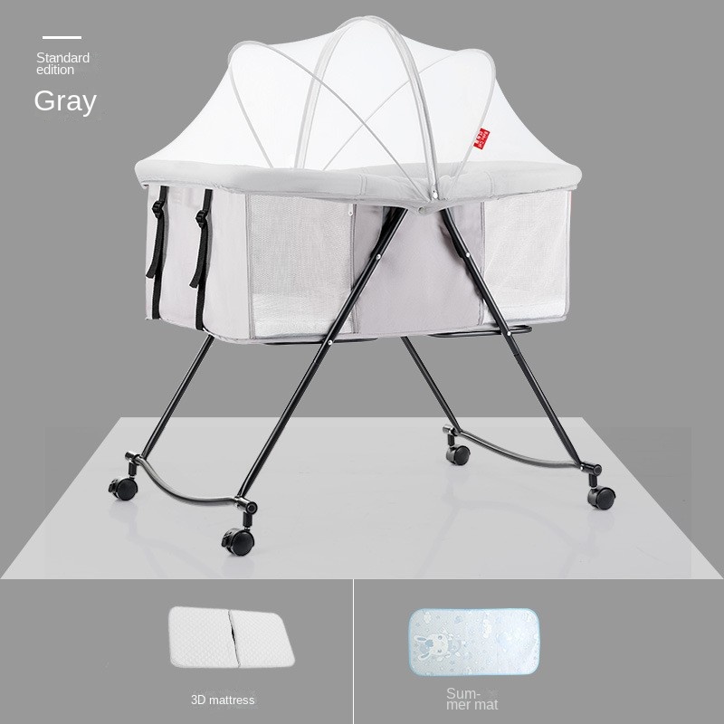 Crib newborn bed splicing big bed baby rocker bb children’s bed cradle bed multifunctional mobile foldable