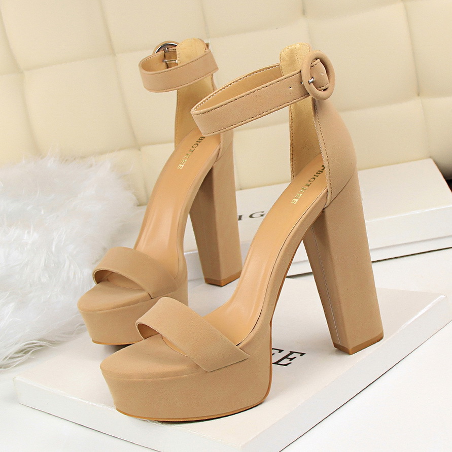 European and American style thick heel super thin high heels sexy nightclub women’s shoes waterproof platform open toe belt buckle sandals