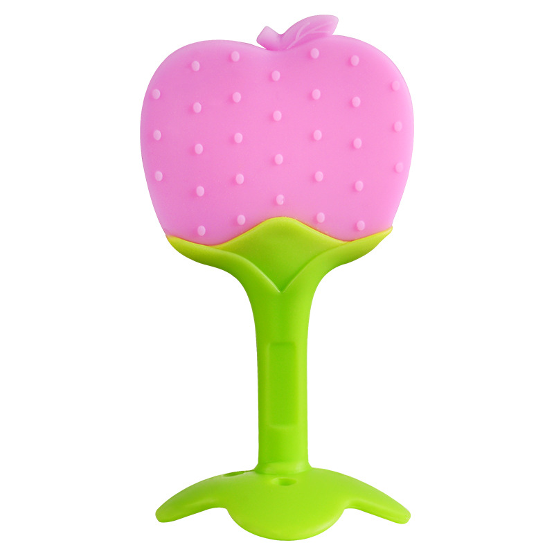 Silicone baby teether fruit shape teether newborn two-color three-dimensional teether molar stick with box