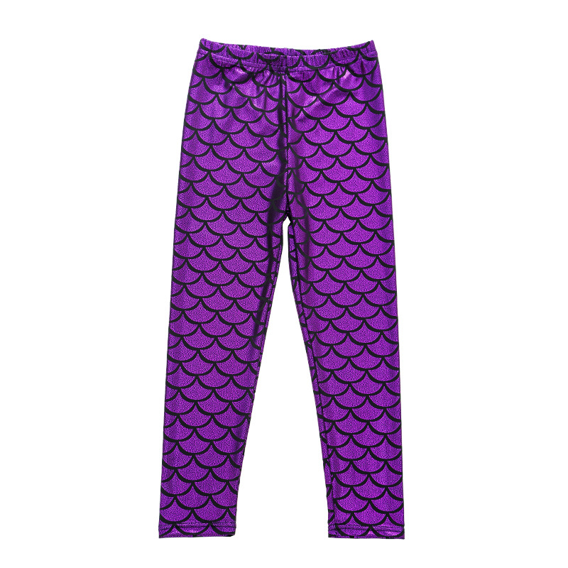 Gymnastics pants spring and autumn European and American girls mermaid tights and thin children’s colored fish scale leggings