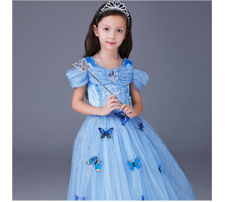 Halloween Cinderella Dress Frozen Elsa Sophia Girls Dress Children’s Short-sleeved Princess Dress
