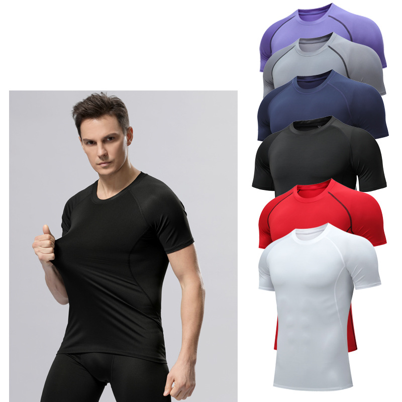 Basketball tights quick-drying fitness clothing short-sleeved running training clothing high elastic moisture-absorbing compression clothing T-shirt men