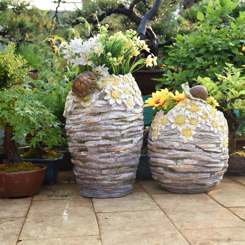 Top-floor balcony decoration flower pot turtle large landscaping lawn garden villa succulent American outdoor garden gardening