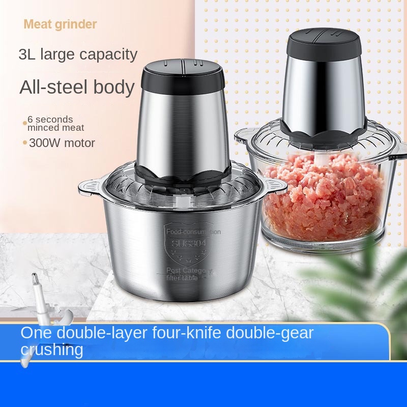 Cross-border kitchen household 304 electric meat grinder multi-functional meat mincer high-power four-knife meat blender