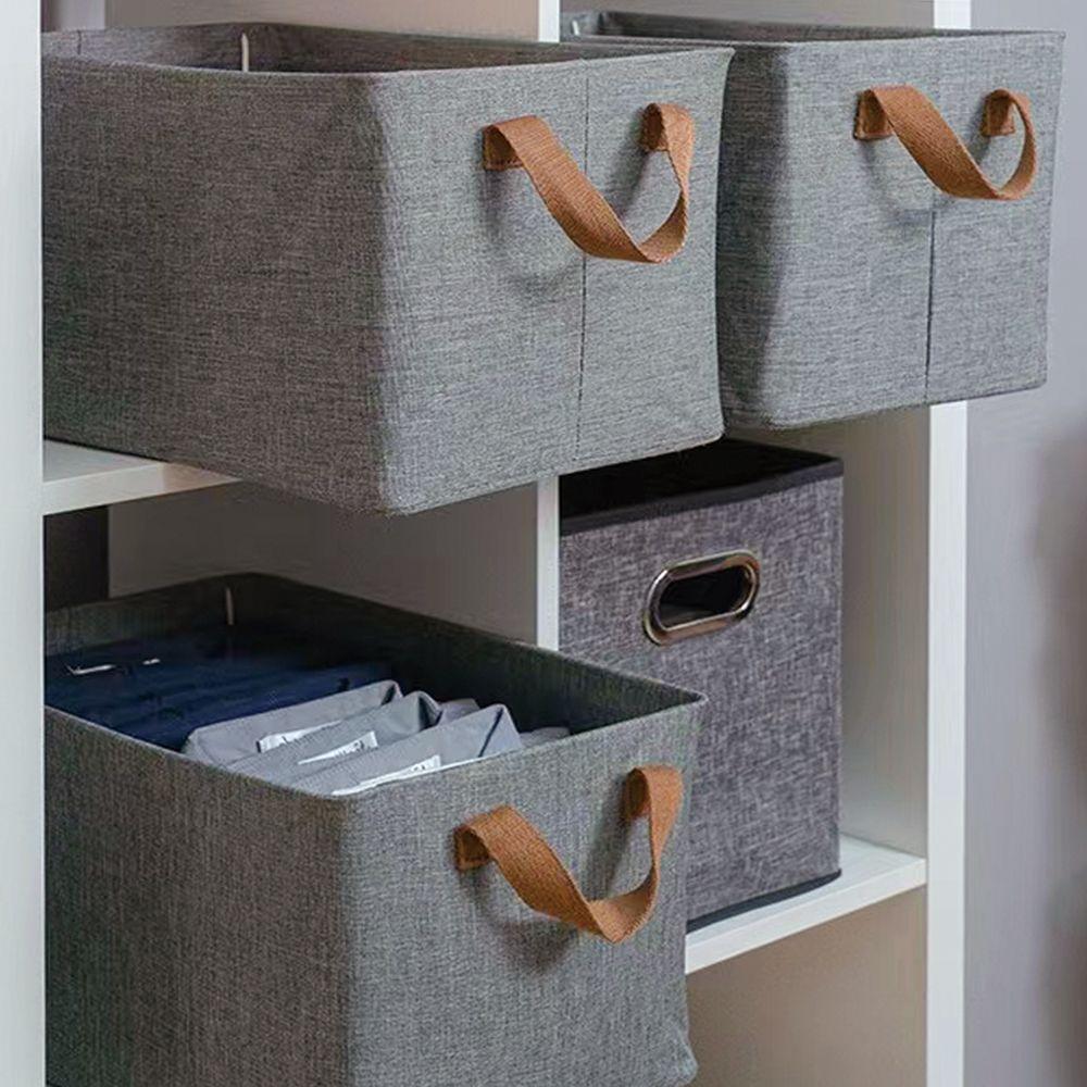 Finishing storage box without cover portable steel frame box cationic foldable storage basket cotton linen storage basket storage box