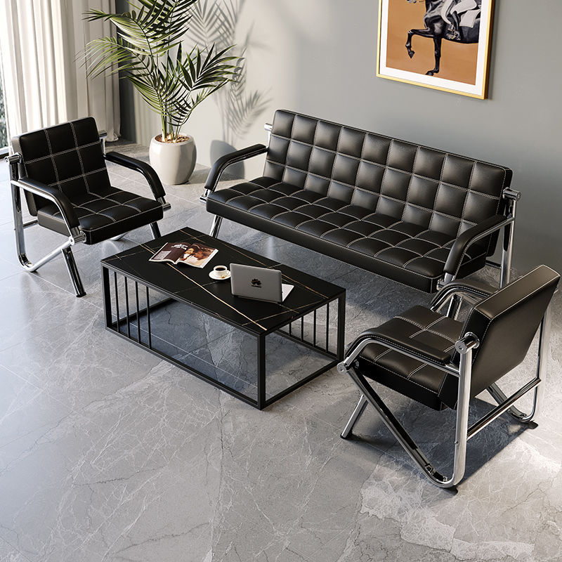 Office sofa coffee table combination office furniture reception area reception room single person three person business sofa iron art