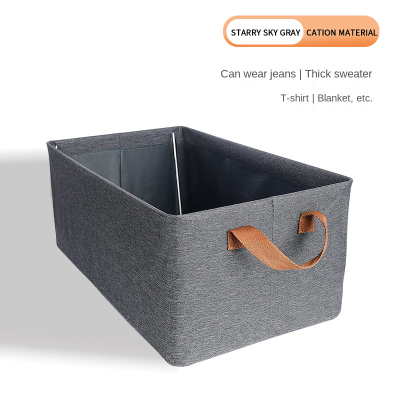 Finishing storage box without cover portable steel frame box cationic foldable storage basket cotton linen storage basket storage box