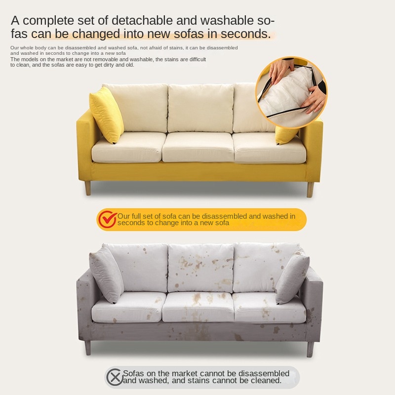 Nordic fabric sofa small apartment living room simple modern double three rental room clothing store sofa net red models