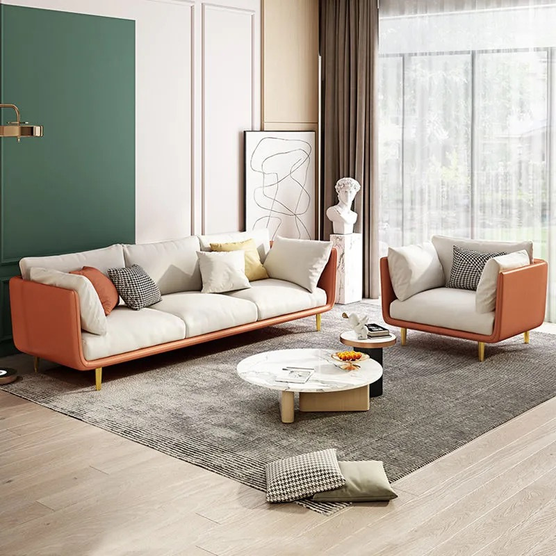 Italian wash-free technology fabric sofa small apartment living room single double three Nordic simple combination small sofa