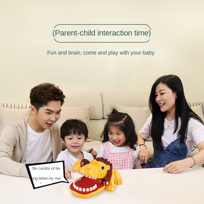 Tricky toys, finger biting, big mouth, crocodile, shark, vicious dog pulling teeth, spoofing pirates, bucket and sword parent-child interaction