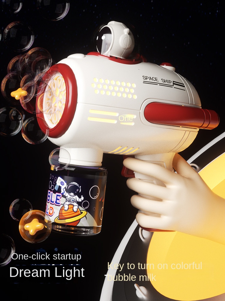 Bubble Gun Space Astronaut Toy Fully Automatic Gatling Electric Bubble Blowing Machine Internet Celebrity Children’s Toy