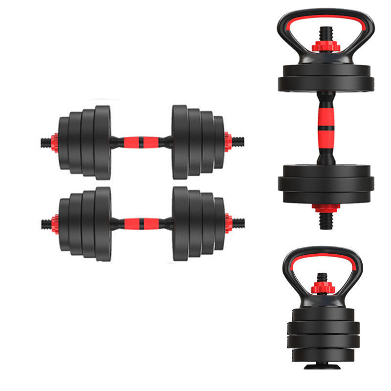 Dumbbell men’s home fitness equipment adjustable weight solid 20KG rubber-coated barbell set combination detachable