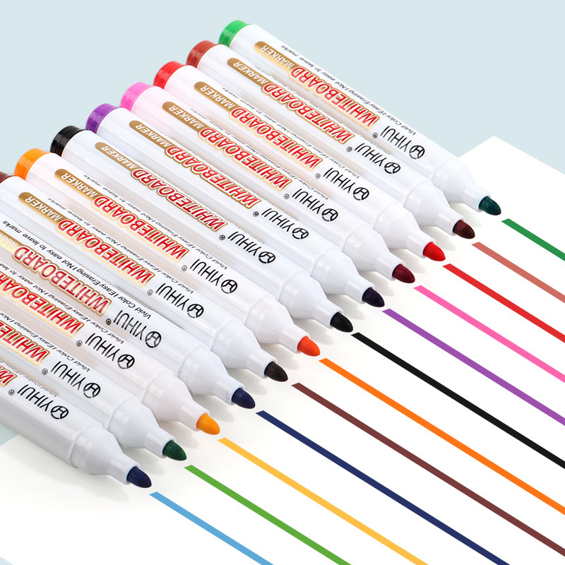 Large-capacity 12-color water-based pen erasable whiteboard pen office writing board thick head message marker pen wholesale