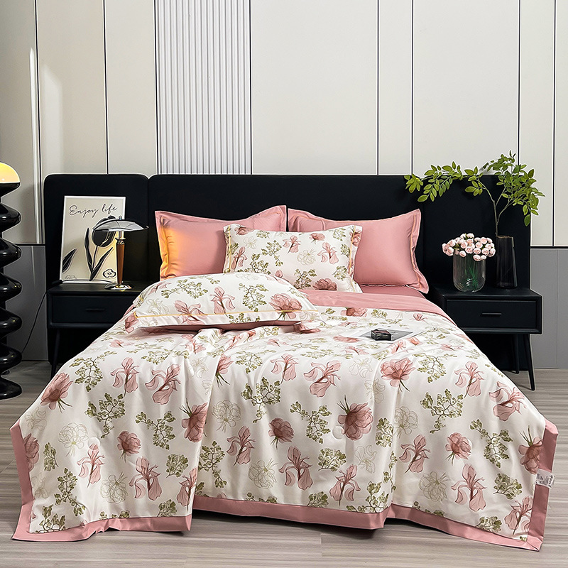 New Washed Tencel Summer Quilt Four-piece Set Light Luxury Comfortable