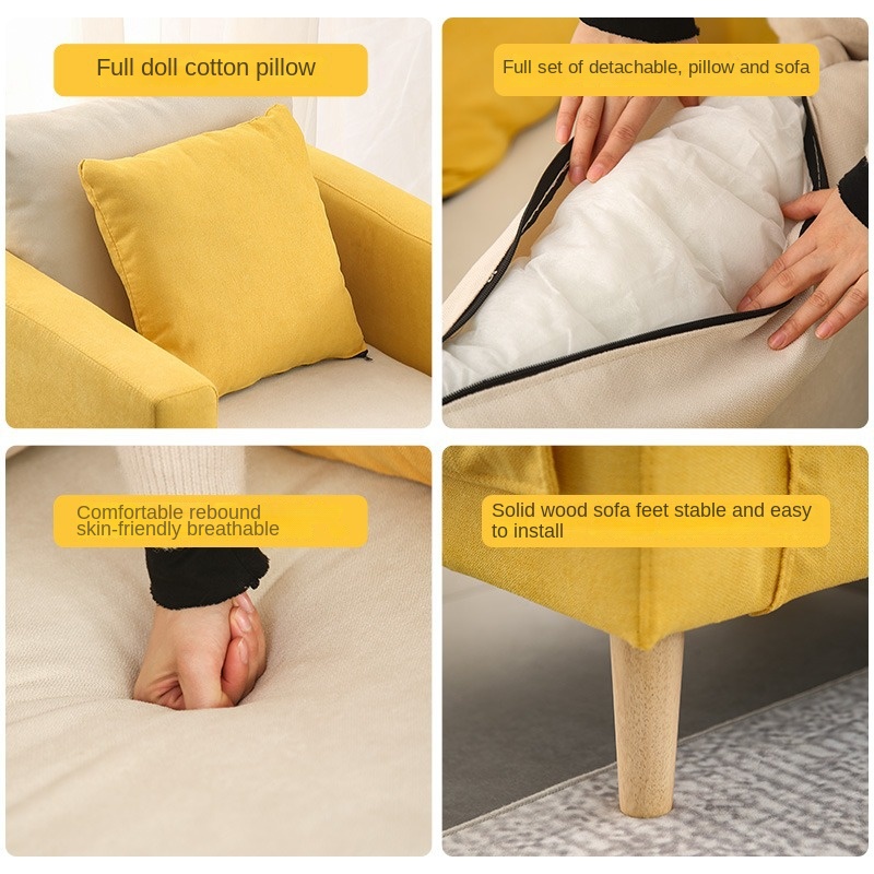 Nordic fabric sofa small apartment living room simple modern double three rental room clothing store sofa net red models