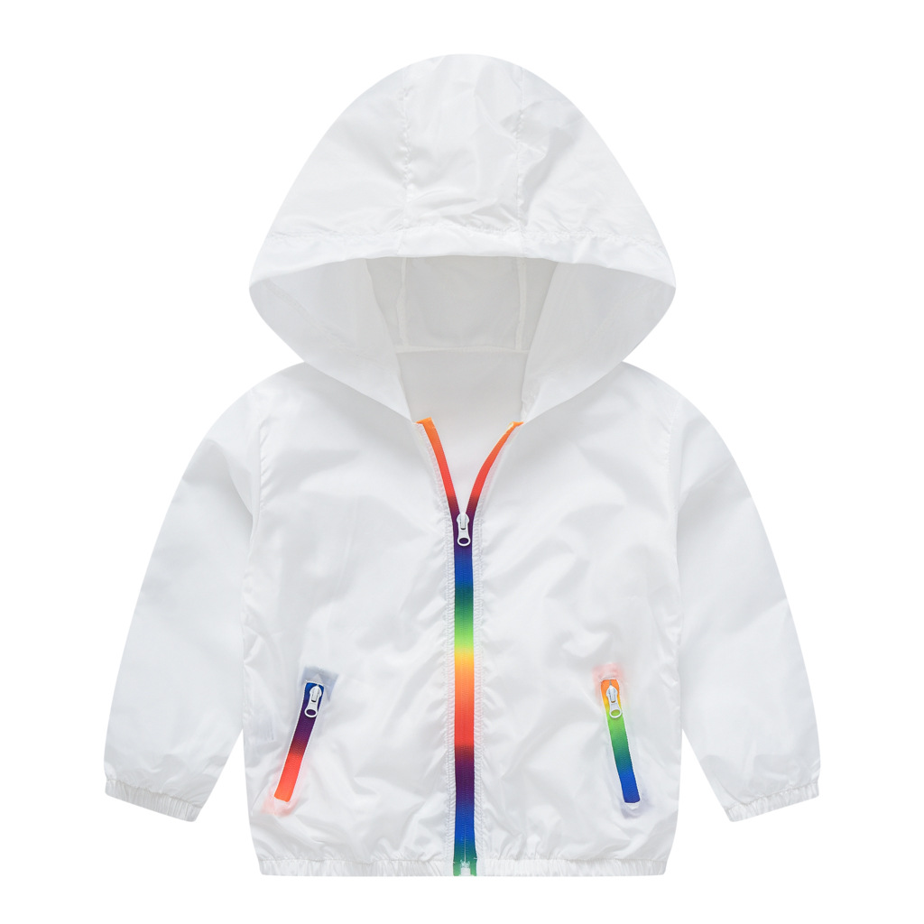 Summer new children’s clothing children’s sun protection clothing jacket boys and girls skin clothing rainbow hooded sun protection clothing air-conditioning shirt
