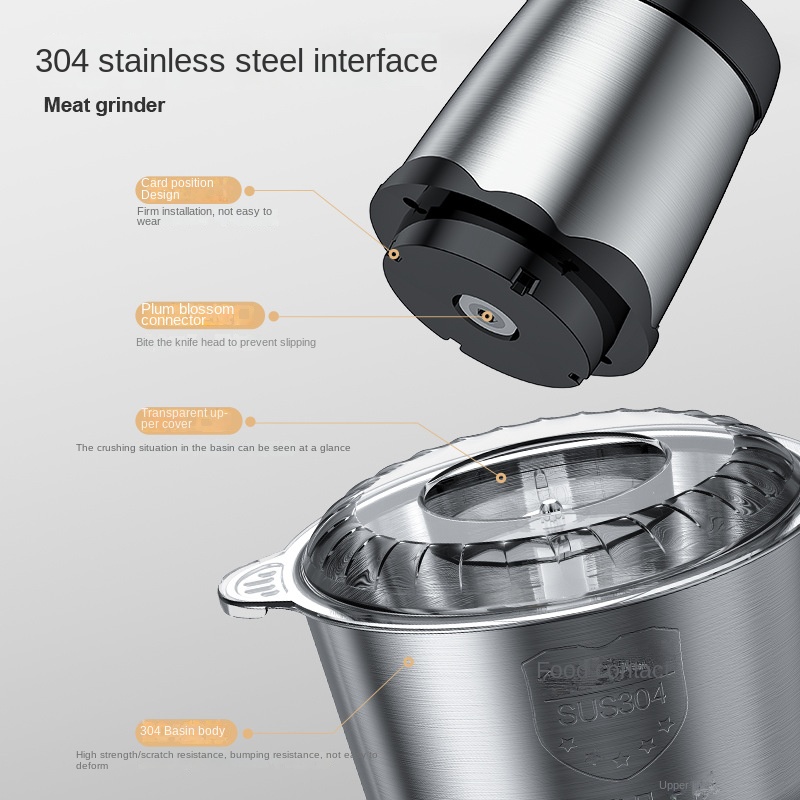 Cross-border kitchen household 304 electric meat grinder multi-functional meat mincer high-power four-knife meat blender