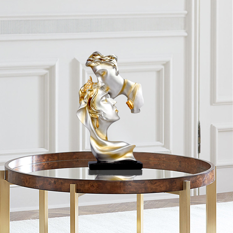Creative kiss love couple figure statue resin handicraft decoration home living room decoration gift decoration