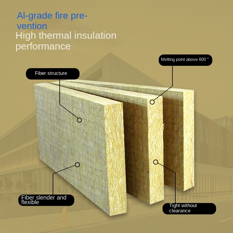 A-class fire retardant and smoke-proof rock wool insulation board exterior wall roof curtain wall thermal insulation rock wool board fire cotton