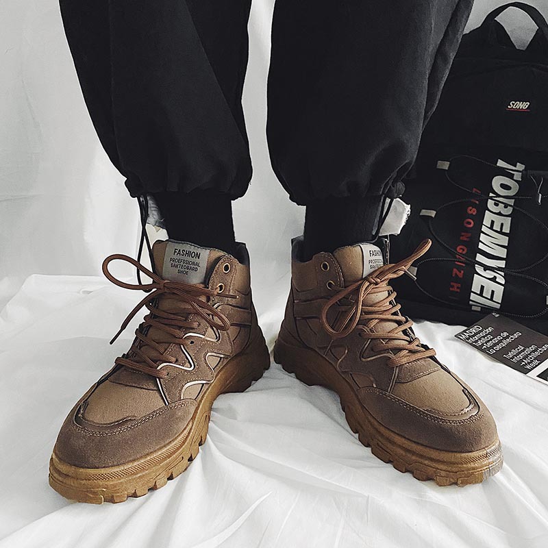 New high-top Martin boots men’s Korean version tooling boots all-match desert boots trendy men’s boots