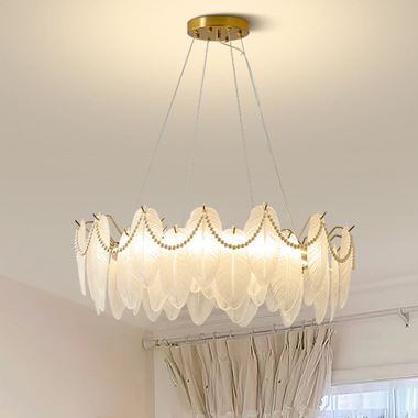 French crystal chandelier light luxury warm romantic art pearl shell lamp creative glass cloud LED chandelier