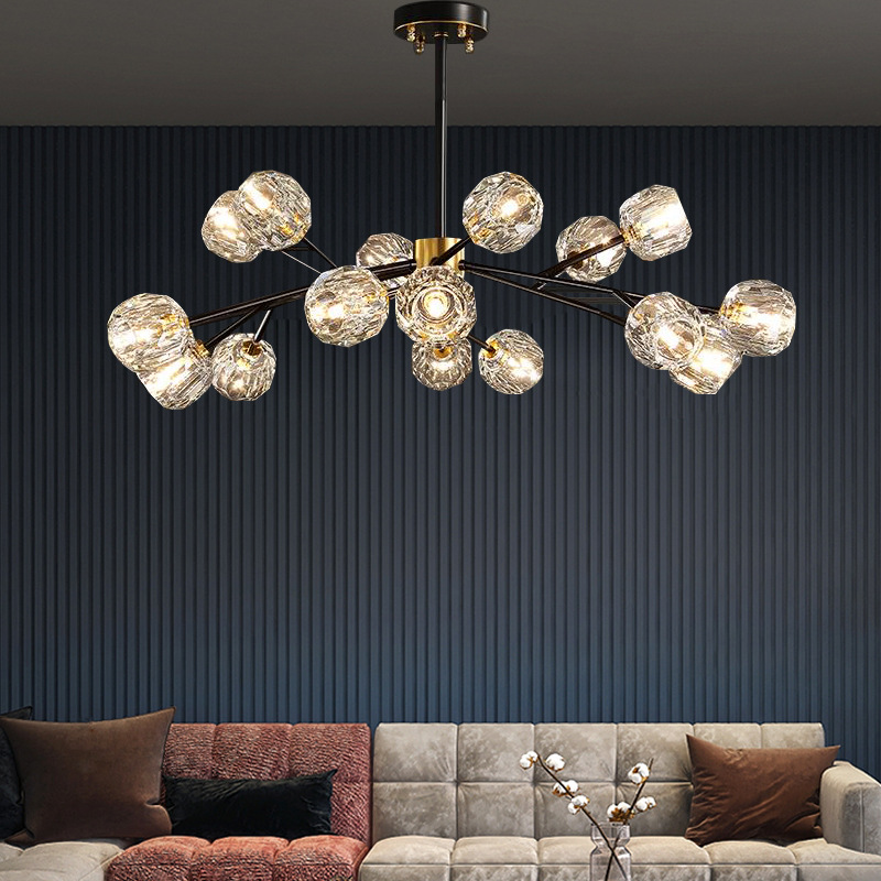 All copper crystal living room chandelier modern light luxury bedroom lamp Internet celebrity restaurant home branch magic bean molecule lamp