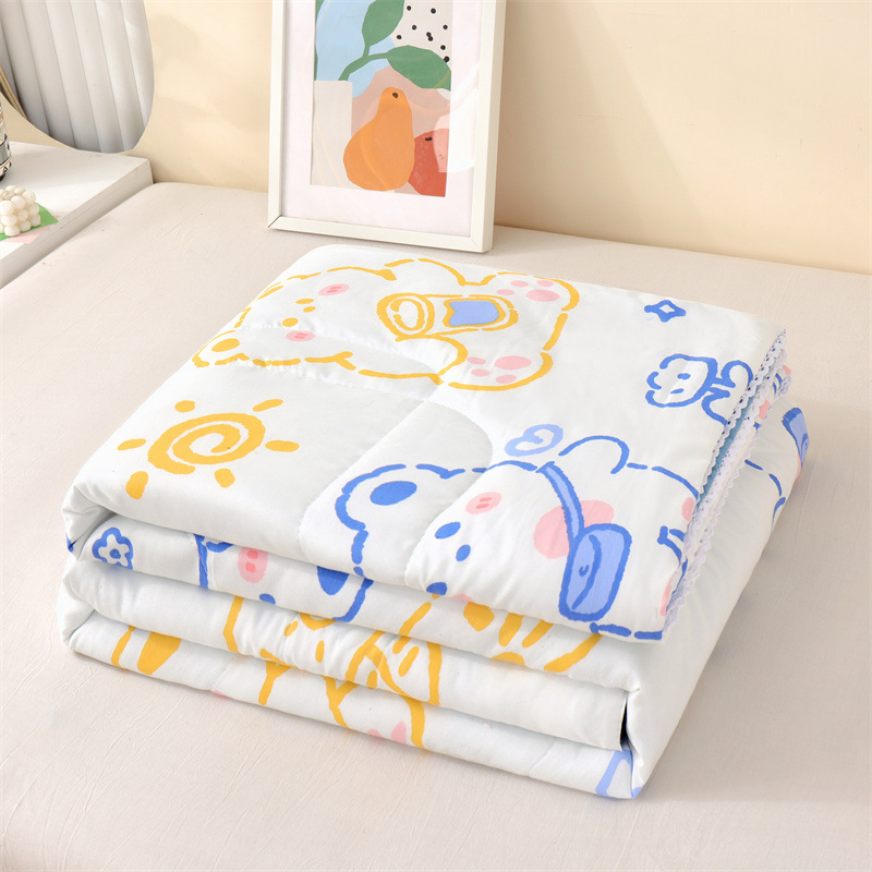 Washed cotton summer cool quilt air-conditioning quilt printed single and double summer quilt student dormitory quilt core event gift wholesale