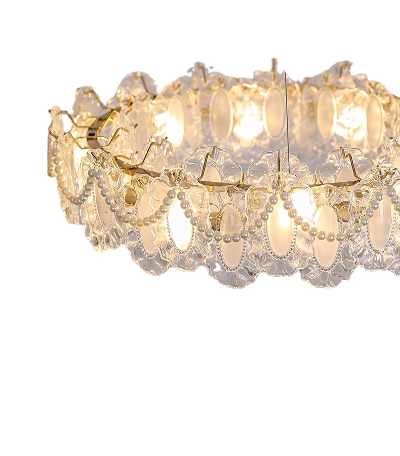 French crystal chandelier light luxury warm romantic art pearl shell lamp creative glass cloud LED chandelier