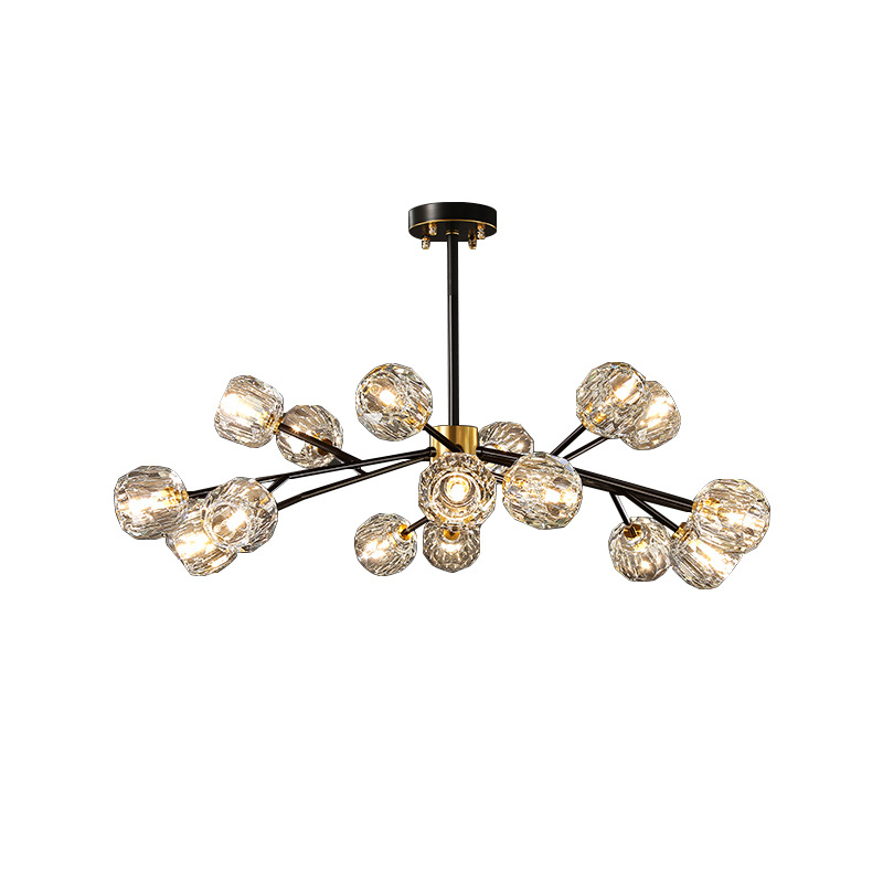 All copper crystal living room chandelier modern light luxury bedroom lamp Internet celebrity restaurant home branch magic bean molecule lamp