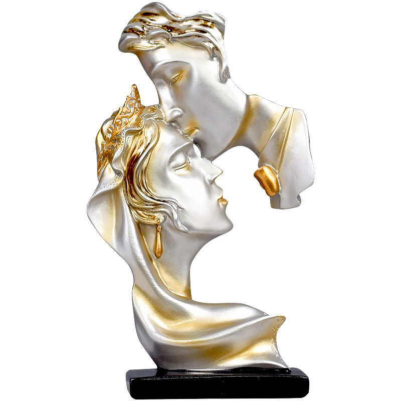 Creative kiss love couple figure statue resin handicraft decoration home living room decoration gift decoration