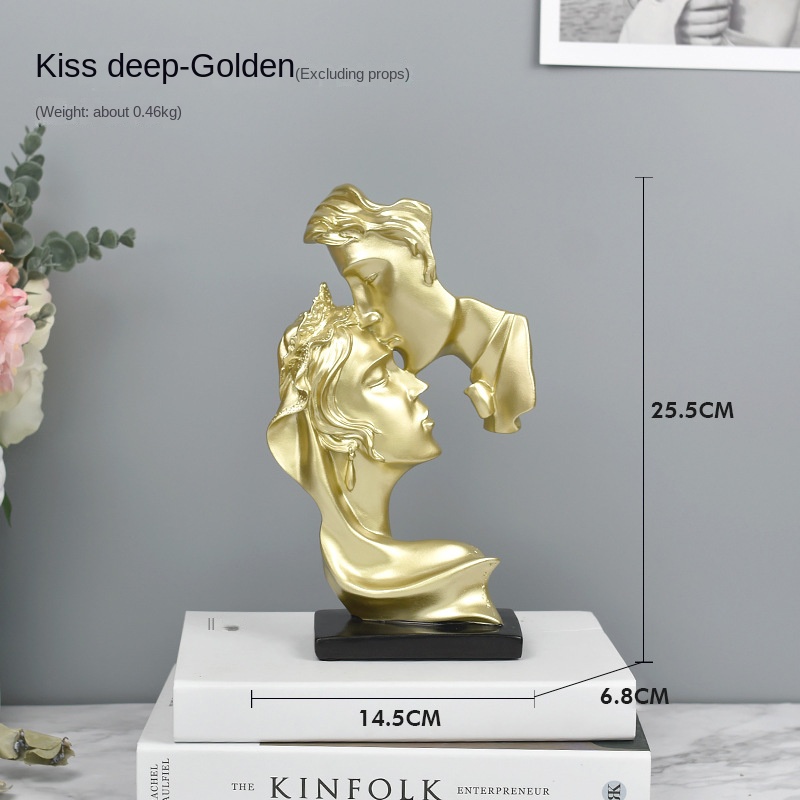 Creative kiss love couple figure statue resin handicraft decoration home living room decoration gift decoration