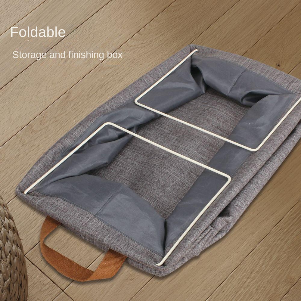 Finishing storage box without cover portable steel frame box cationic foldable storage basket cotton linen storage basket storage box