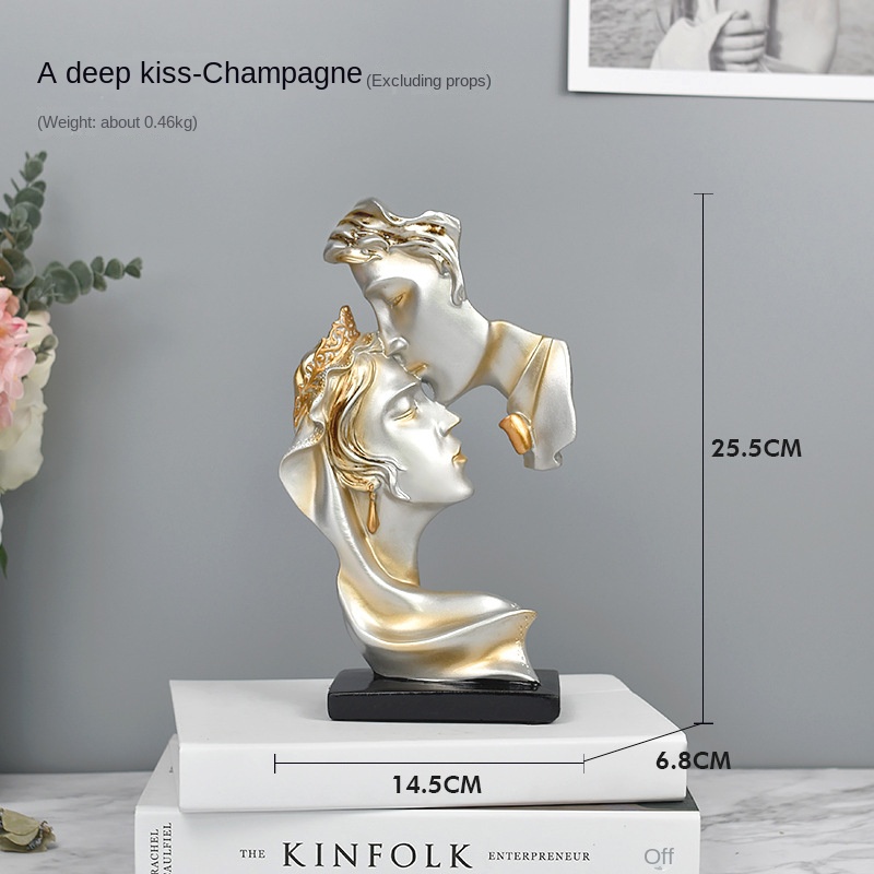 Creative kiss love couple figure statue resin handicraft decoration home living room decoration gift decoration
