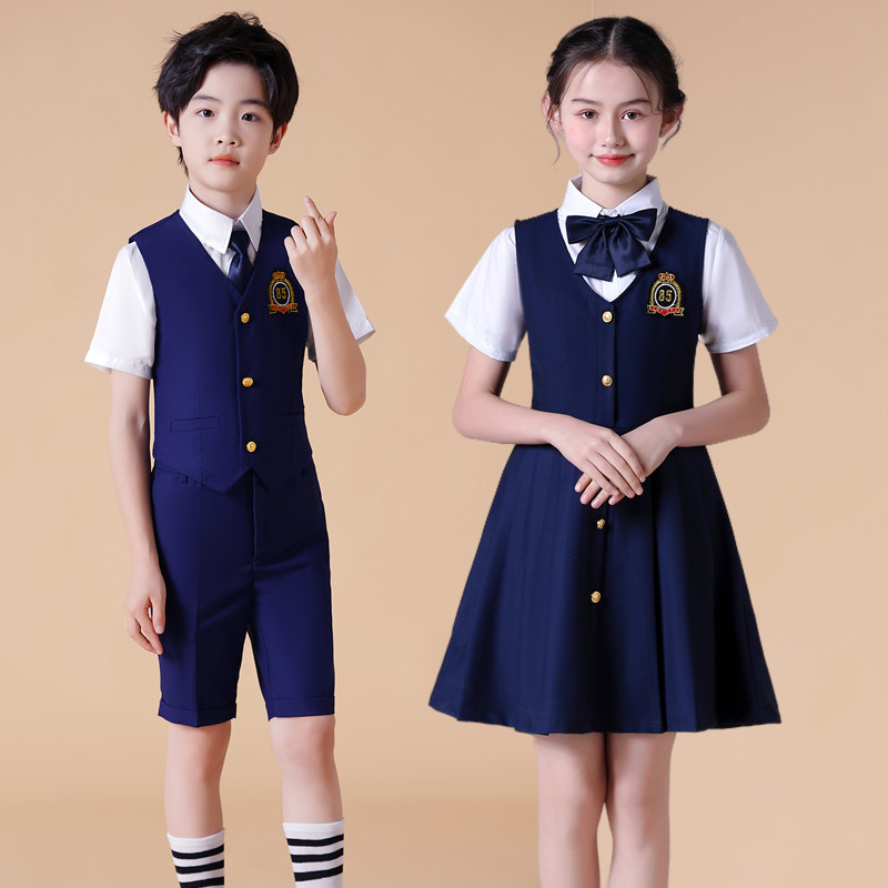 61 children primary school choral dress short-sleeved suit men’s and women’s performance clothing
