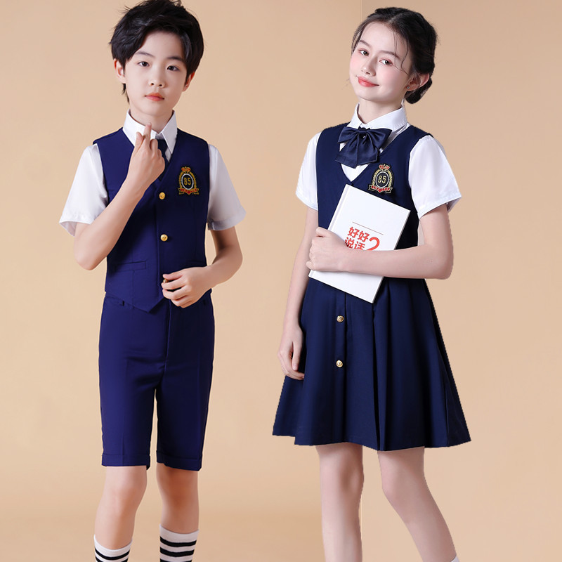 61 children primary school choral dress short-sleeved suit men’s and women’s performance clothing