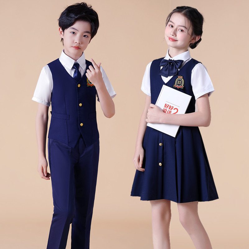 61 children primary school choral dress short-sleeved suit men’s and women’s performance clothing