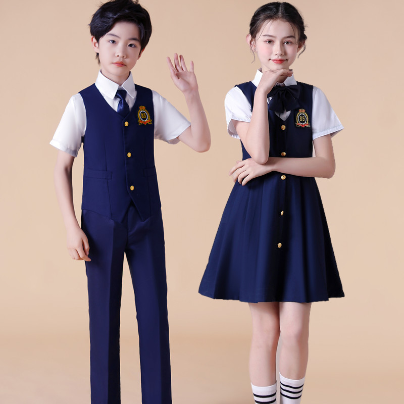 61 children primary school choral dress short-sleeved suit men’s and women’s performance clothing