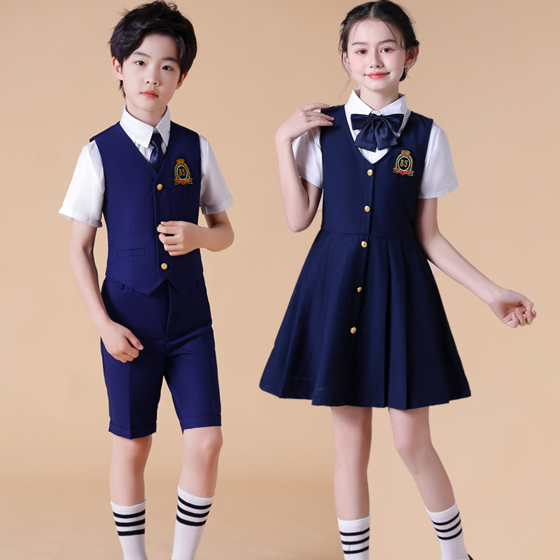 61 children primary school choral dress short-sleeved suit men’s and women’s performance clothing