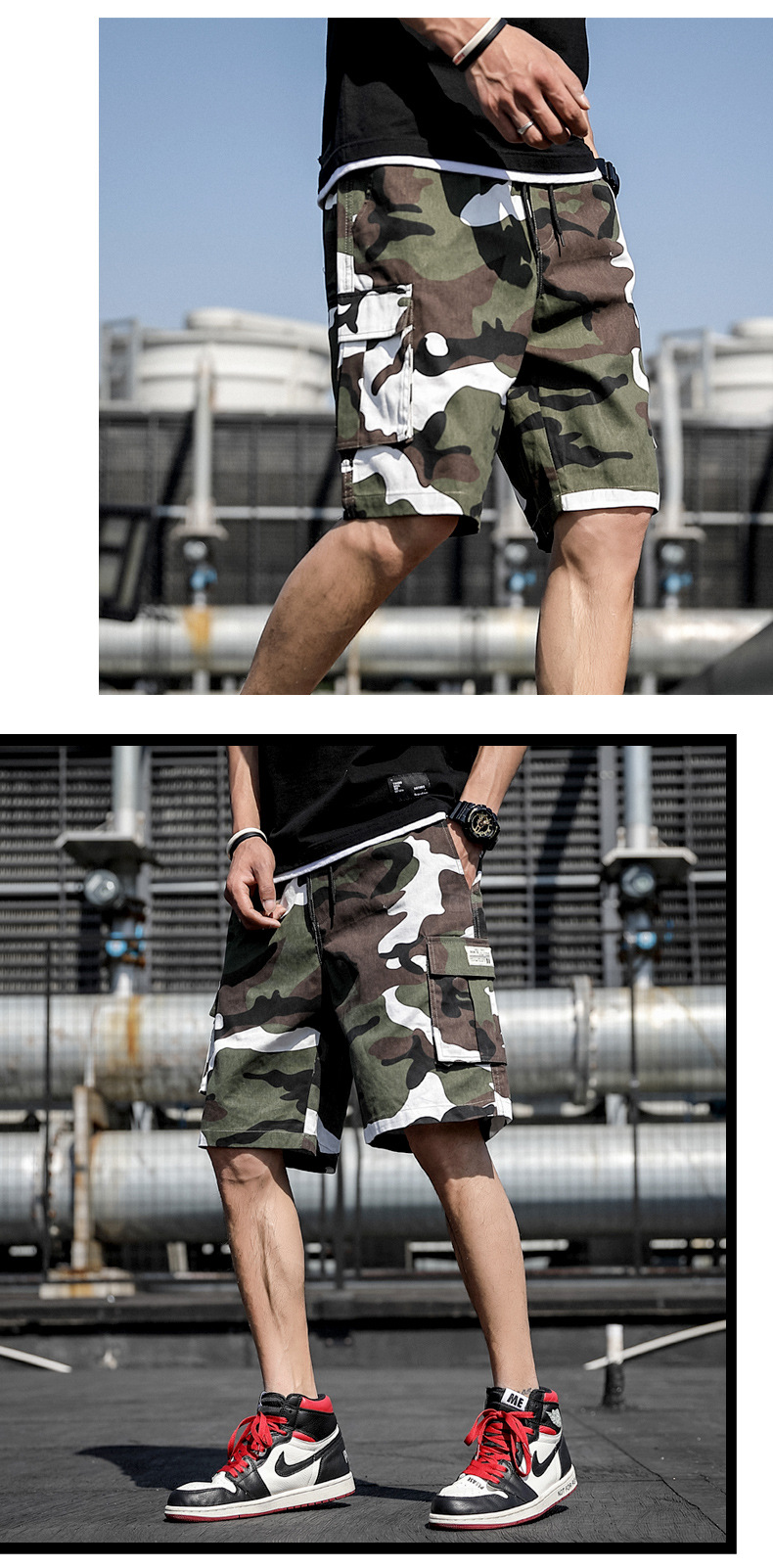 Camo shorts Cotton men’s casual quarter pants