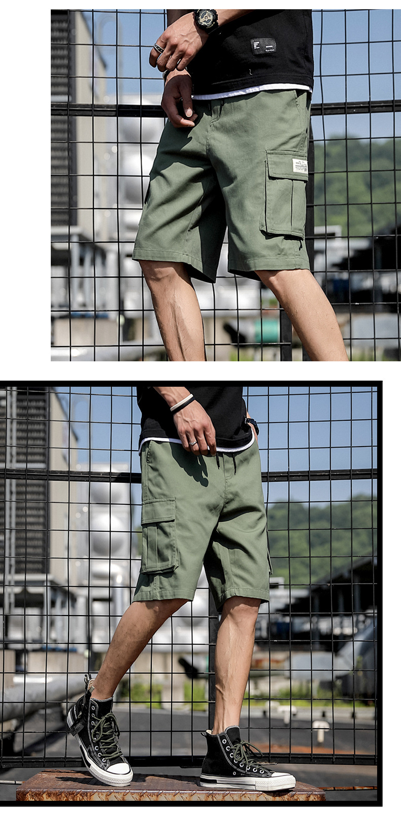 Camo shorts Cotton men’s casual quarter pants