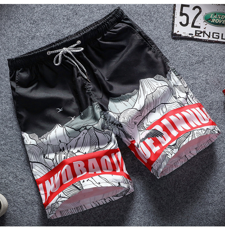 Five-minute dry beach pants Men’s printed loose couple shorts