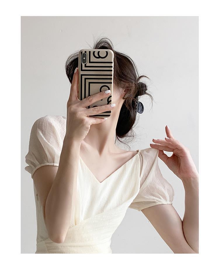 French dress niche design V-neck retro gentle wind first love dress