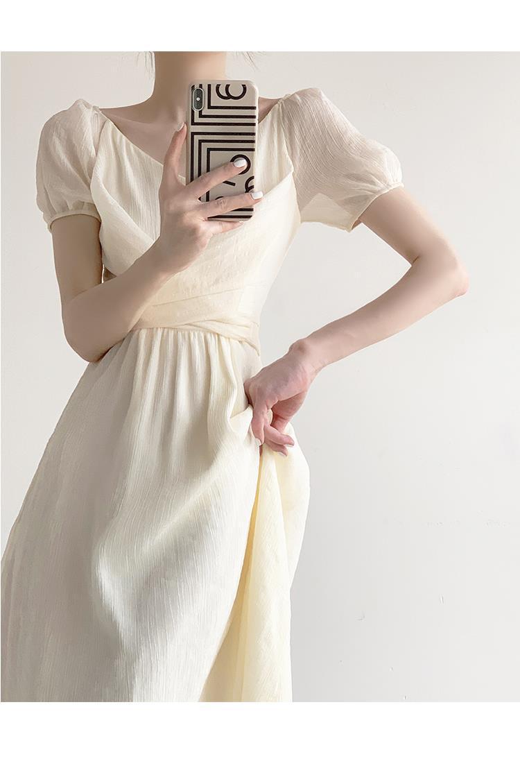 French dress niche design V-neck retro gentle wind first love dress