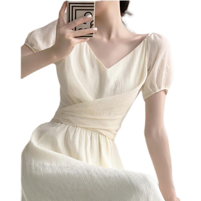 French dress niche design V-neck retro gentle wind first love dress