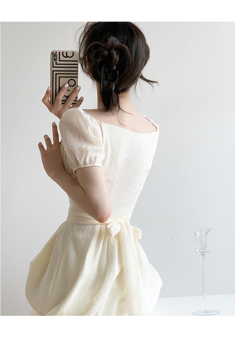 French dress niche design V-neck retro gentle wind first love dress