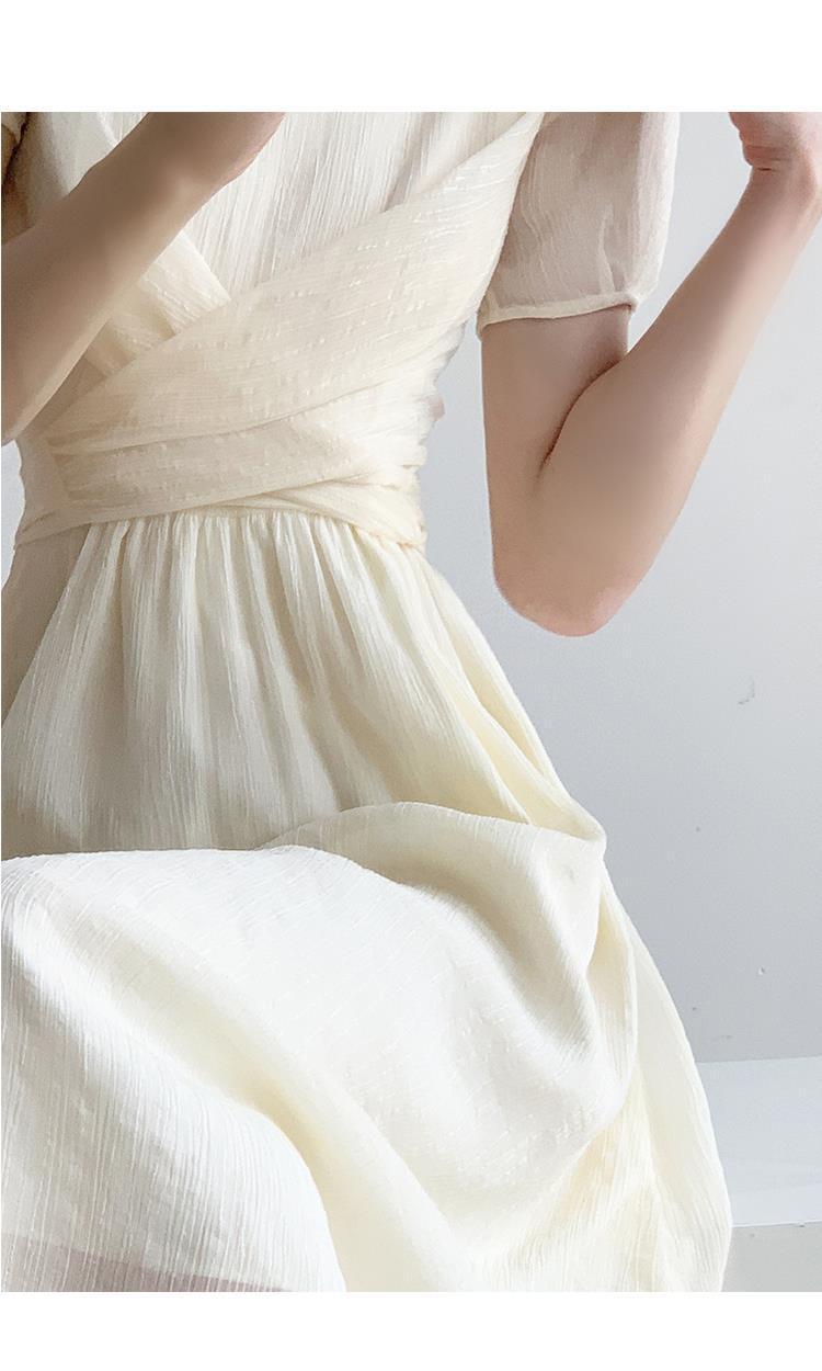 French dress niche design V-neck retro gentle wind first love dress