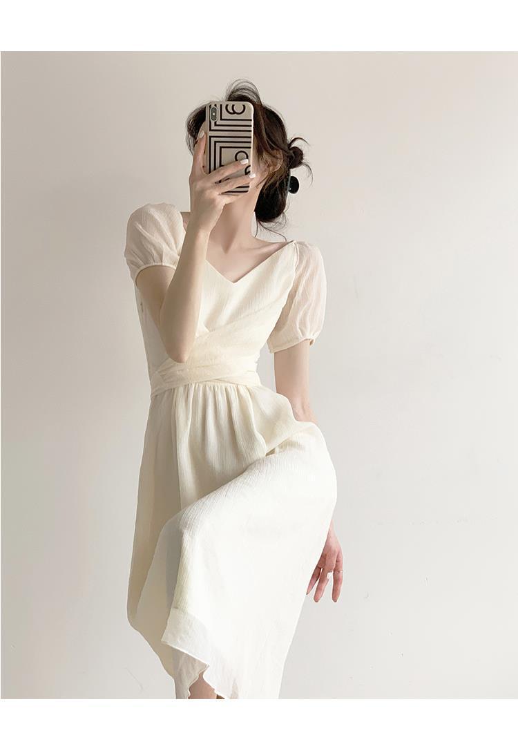 French dress niche design V-neck retro gentle wind first love dress