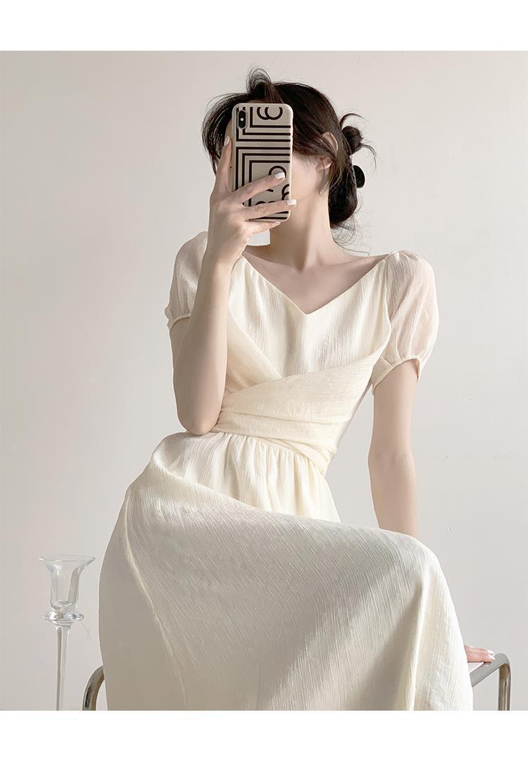 French dress niche design V-neck retro gentle wind first love dress
