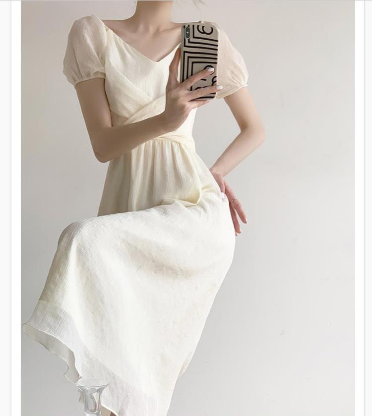 French dress niche design V-neck retro gentle wind first love dress